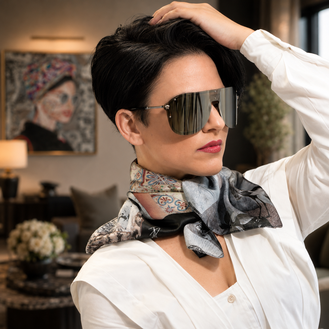 Aida on Silver Scarf